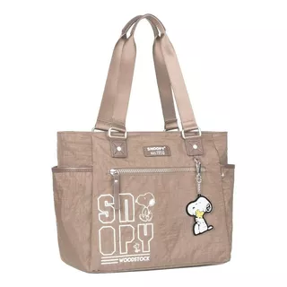 Bolsa Snoopy Grande Tote Cabe Caderno Semax Bege/nude