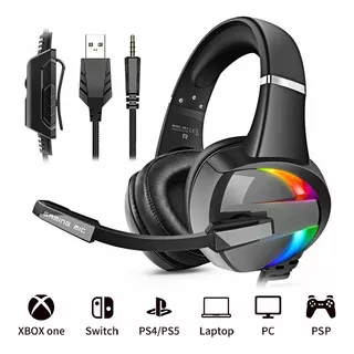 Audifonos Diadema Microfono Rgb Beexcellent Gm7 Para Xbox Color Negro
