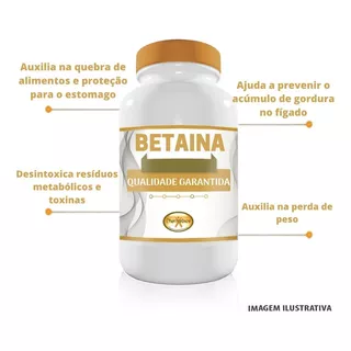 Betaina Cloridrato (hcl) 600mg Digestivo Com 180 Cápsulas Sabor Sem Sabor