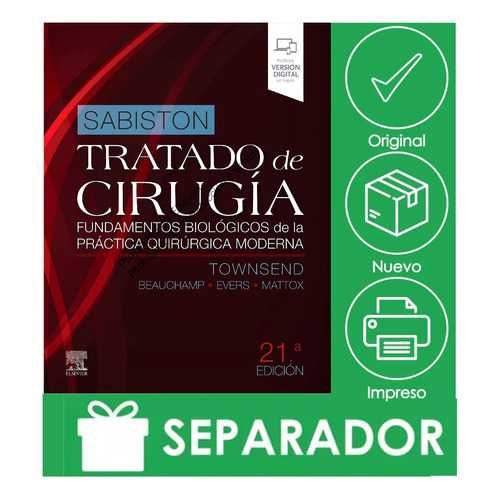 Sabiston Tratado De Cirugia, De Townsend. Editorial Elsevier, Tapa Dura En Español, 2022
