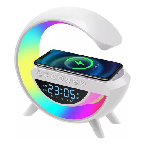 Cargador Inalambrico 5 En 1 Rgb Con Reloj Despertador Radio Fm Usb | Rey Ofertas