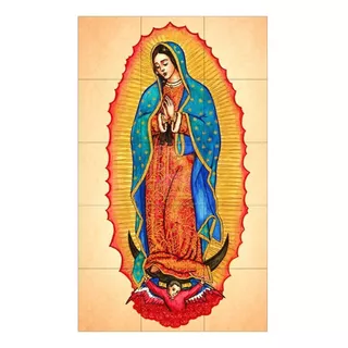 Quadros Decorativos Católico Mosaico Em Azulejo Ultra Brilho Cor Nossa Senhora De Guadalupe