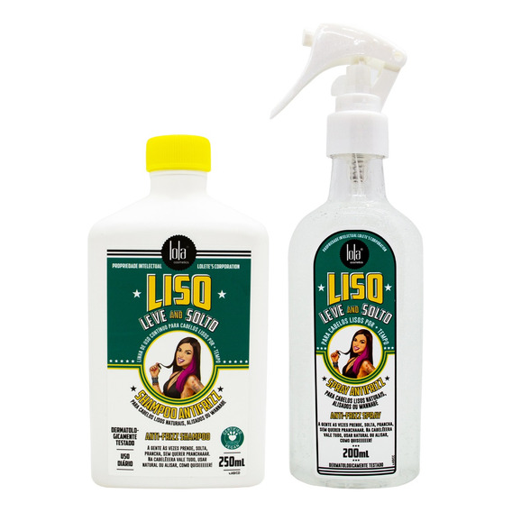 Lola Liso Leve E Solto Shampoo + Spray Antifrizz Alisado 6c