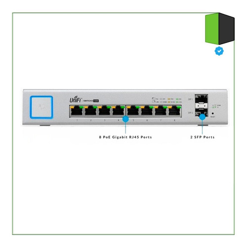 Switch 8 Puertos Ubiquiti Unifi Us-8-150w Poe Giga Admin Sfp