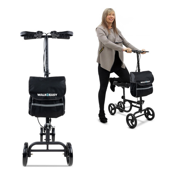 Walkiteasya WEAS01-NEG-STD andadera ortopédica de rodilla para adultos tipo scooter ajustable plegable y con ruedas