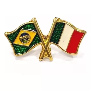 Kit 40 Bótom Pim Bandeira Brasil X Itália Folheado A Ouro