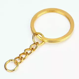 10 Pçs Argolas Para Chaveiro C/ Corrente - 25mm Dourado