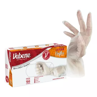 Luvas Descartáveis Vabene Viniflex Cor Transparente Tamanho  P De Elastômero Termoplástico Em Kit De 10 X 100 Unidades 