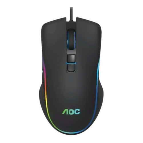 Mouse Gamer Profesional Usb Aoc Gm100 2400dpi Luces Rgb Color Negro
