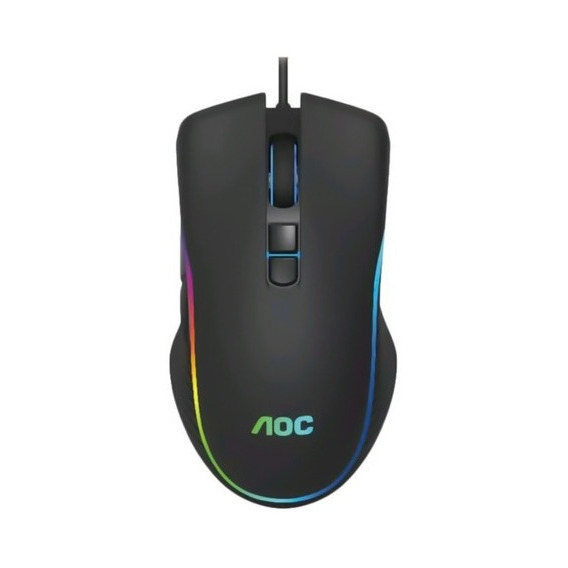 Mouse Gamer Profesional Usb Aoc Gm100 2400dpi Luces Rgb Color Negro