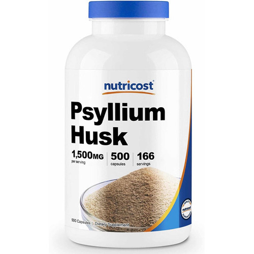 Psyllium Husk 1500mg (500 Cápsulas) Nutricost Hecho En E.u. Sabor Sin Sabor