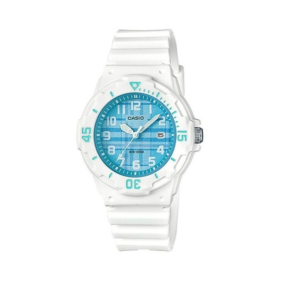 Reloj Casio Sport Resina Lrw-200h-2cvdf Dama 100% Original Color de la correa Blanco Color del fondo Azul