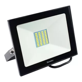 Reflector Fijo Ultra Delgado 30w Sanelec Luz Fria Color De La Carcasa Negro Color De La Luz Blanco Frío 110v