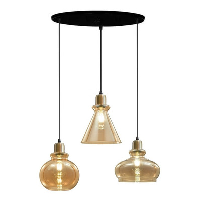 Colgante 3 Luces Vintage Bronce Dorado Base 48cm Apto E27