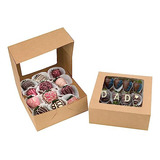 Cajas De Galletas Kraft De 8 X 8 X 3 Pulgadas, Cajas De Dulc