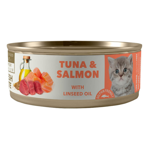 Alimento Para Gato Kitten Atun Y Salmon Amity Lata 80 Gr