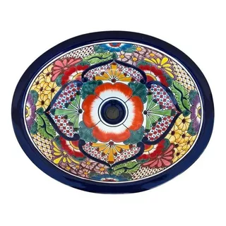 Lavabo Artesanal Tipo Talavera Liso Ovalado Gde #logr-34