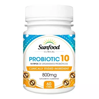 Suplemento Em Cápsulas Sunfood Probiotic 10 Probióticos Sabor Sem Sabor
