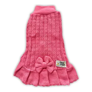 Roupa Pet Inverno Vestido Tricô Para Cachorro Amora Rosa