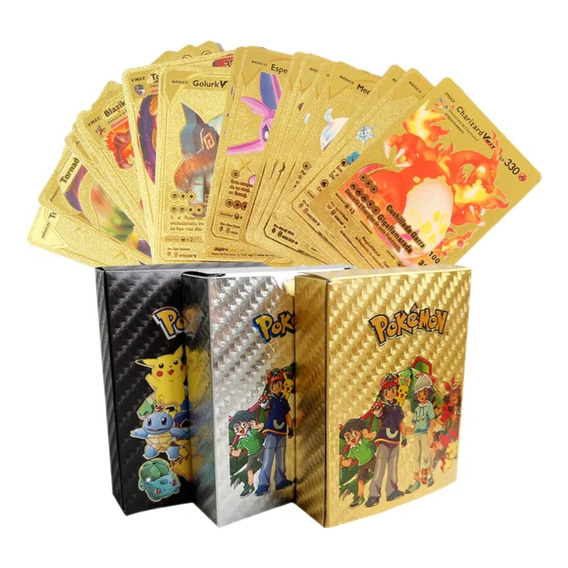 Pokémon 55 Cartas Pokemon Doradas Con Caja Juego Niños