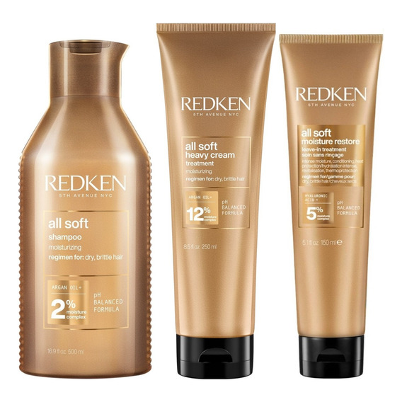 Shampoo 500ml + Mascarilla + Crema Redken All Soft