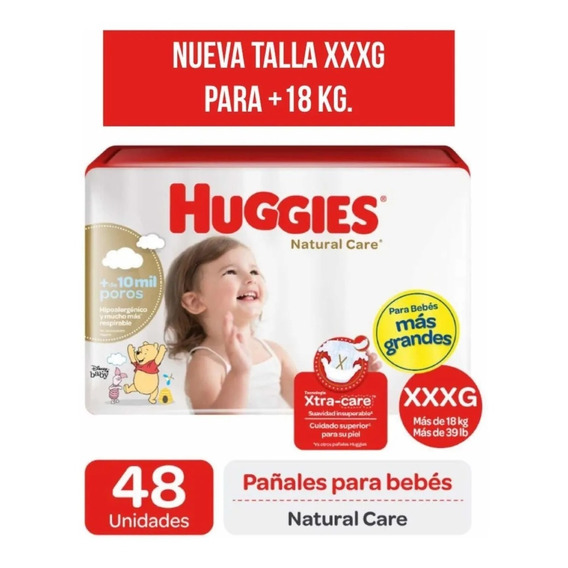 Pañales Huggies Natural Care Xxxg  X 48 Unidades