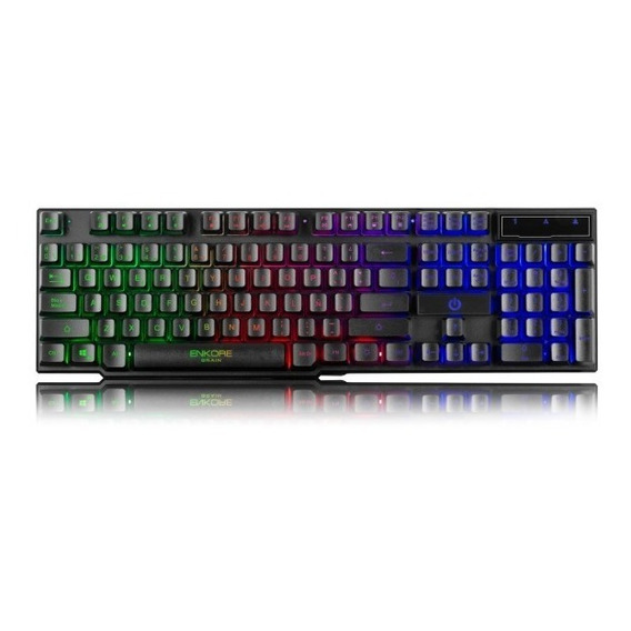 Teclado Gamer Semi Mecánico Brain Enkore Led Rainbow