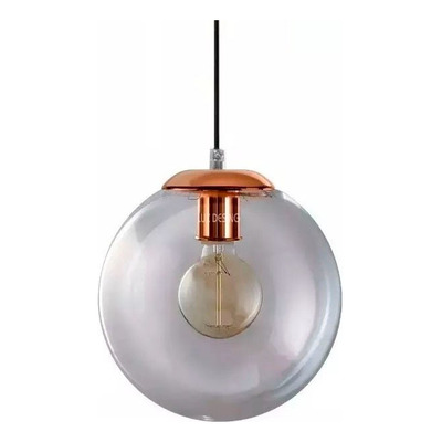 Colgante 2 Luces Globo 25cm Transparente Cobre Vintage E27