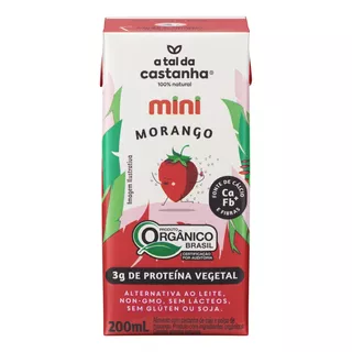 Bebida À Base De Castanha-de-caju Orgânica Morango A Tal Da Castanha Mini Caixa 200ml