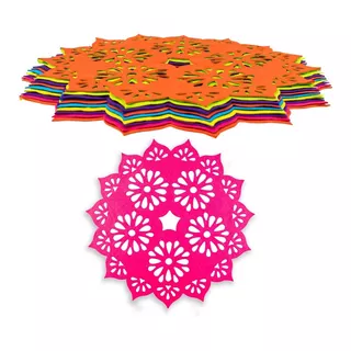 Papel Picado - Mantelito Flor De Loto Papel Multicolor