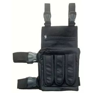  Bornal Perna Tático Militar Pistola Policia Gcm Bolsa Preto