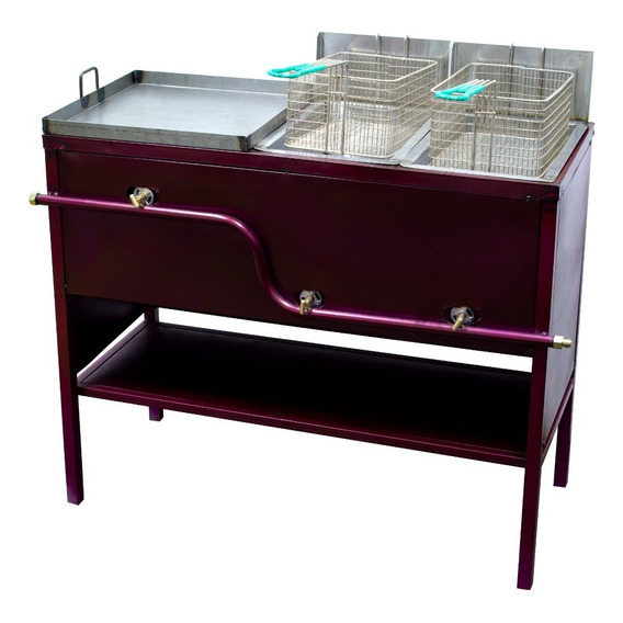 Freidora De Papas Doble Inox. Y Plancha 40x40 Co-fre2p Javaz Color Morado