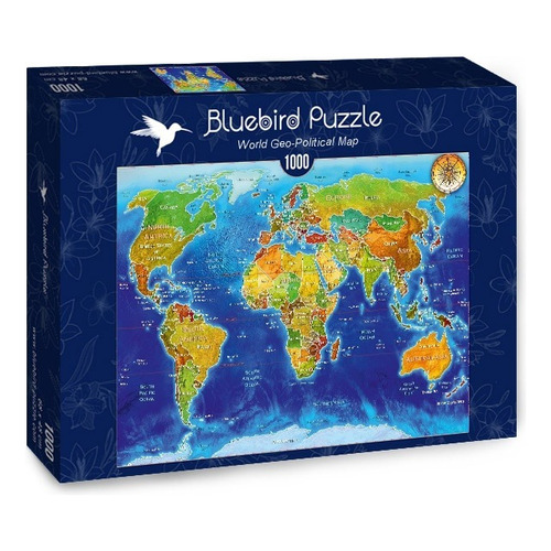 Bluebird Puzzle 1000 Pzs - Mapa Geo-político Del Mundo