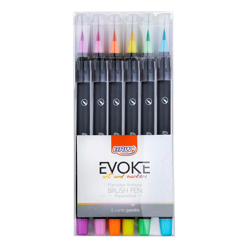 Brw Marcador Artistico Brush Pen x6 Colores