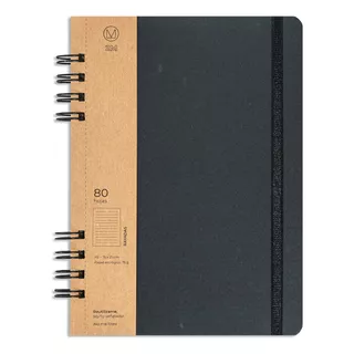 Cuaderno Negro Ecológico A5 (15x21) Anillado 80 H C/ Elást.
