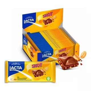 Chocolate Shot Com Amendoim Lacta Kit 17 Barras De 80g
