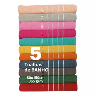 Kit 5 Toalhas De Banho Gigante Banhão Color 80x150 + Brinde
