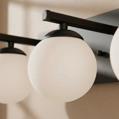 Aplique 2 Luces Elyn Negro Globo Opal Apto Led G9 Deco