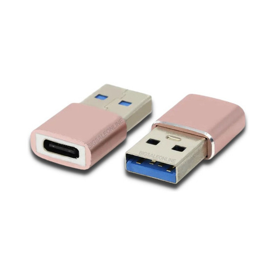 Adaptador Tipo C Hembra A Usb 3.0 Macho OTG 10 Gbps Metalizado Color Plateado