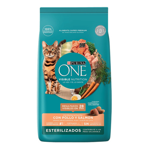 Alimento One Visible Nutrition Esterilizados para gato adulto sabor pollo y salmón en bolsa de 6kg