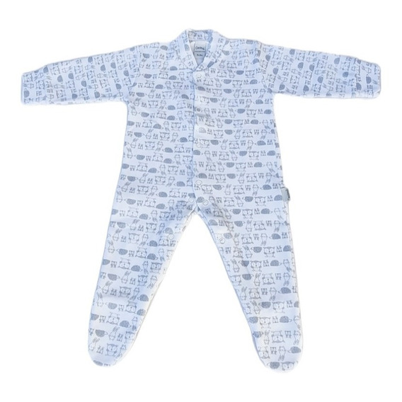  Enterito Bebe Interlock Estampado Animalitos Cuello Mao 