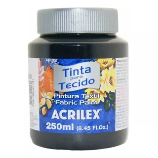 Tinta Para Tecido Fosca Cor Preto - 520 - Acrilex 250 Ml