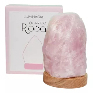 Luminária Pedra Quartzo Rosa Grande Led Branca Pedra Natural