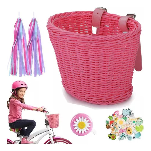 Cesta De Bicicleta, Tejida A Mano, Para Niños Color Fix