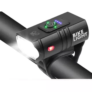 Lanterna Farol De Bicicleta Bike 2 Led Cree T6 Recarregável Usb Com Medidor 6 Modos De Funcionamento Luuk Young B02 Cor Preto