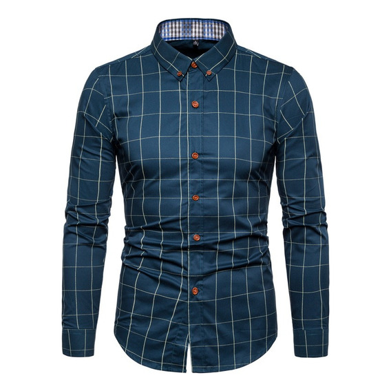 Camisa A Cuadros Para Hombre De Negocios Y Casual