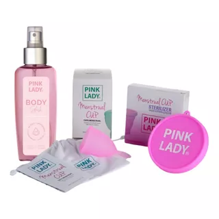 Kit Completo Pink Copa Menstrual Pl + Vaso + Body Splash