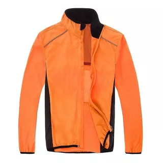 Blusa Corta Vento Laranja Fluorescente Refletivo Ciclismo 