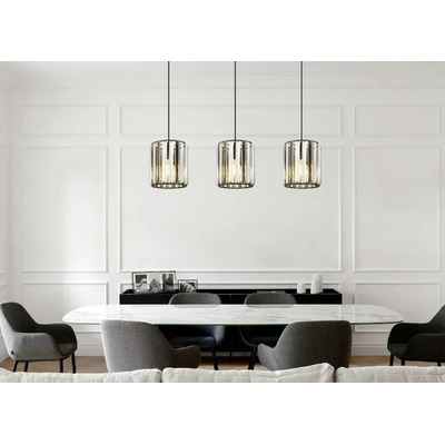 Colgante 3 Luces Cristal Fume Apto Led E27 Mks