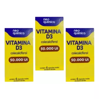 Vitamina D 50.000 Ui Colecalciferol Kit 3 Caixas C/4 - 12 Un Sabor Without Flavor